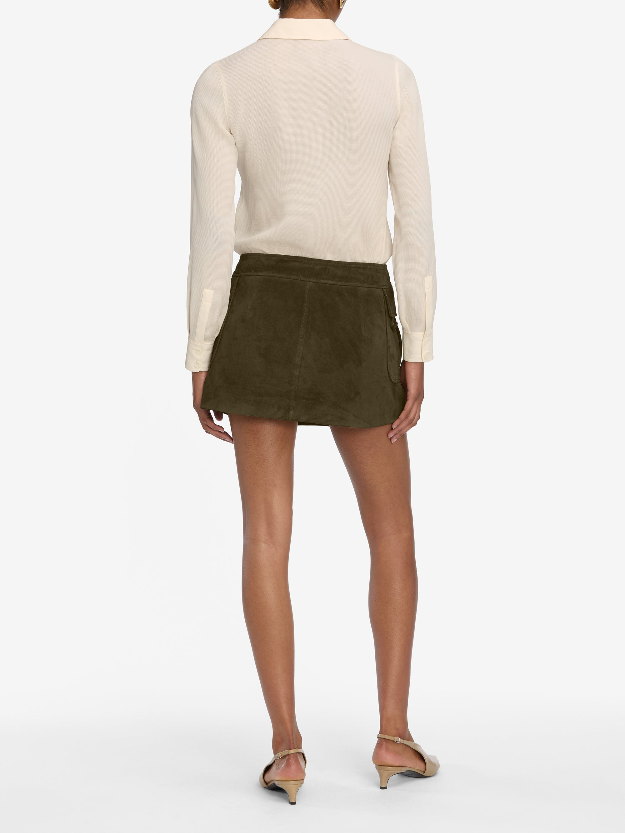 The Suede Cargo Mini Skirt in Cypress - 6