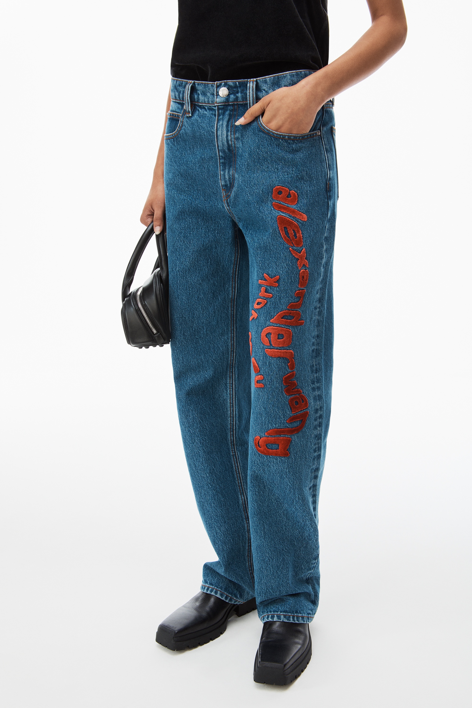 EZ wavy logo jean in denim - 3