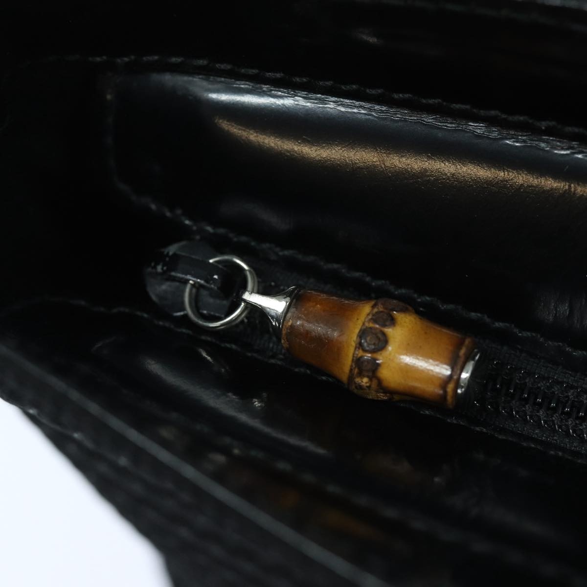 GUCCI Bamboo Hand Bag Canvas Black Gold 000 1998 000 1998 - 16
