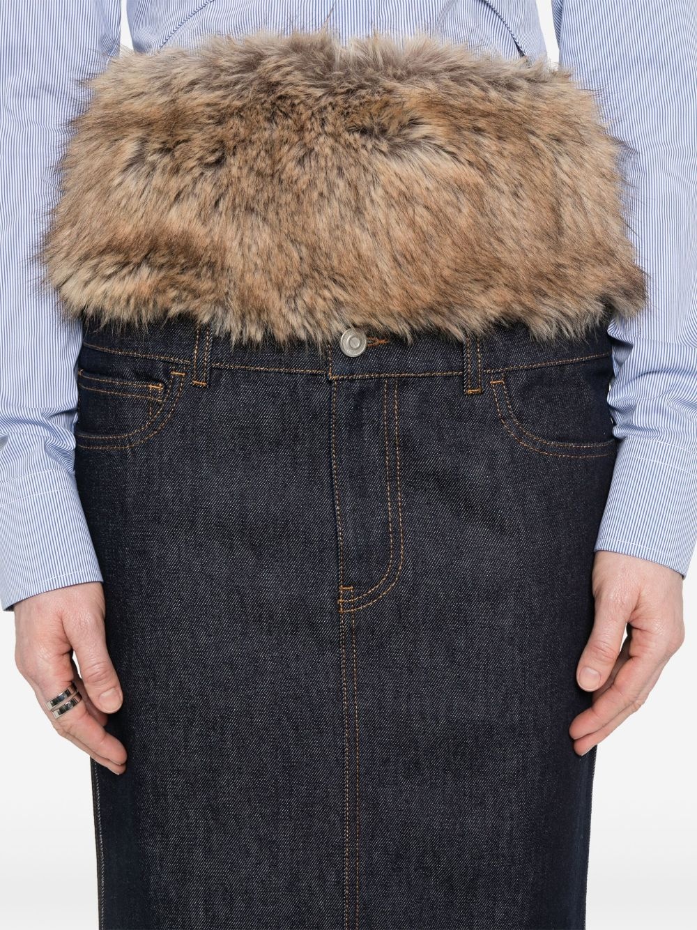 faux-fur hybrid midi skirt - 5