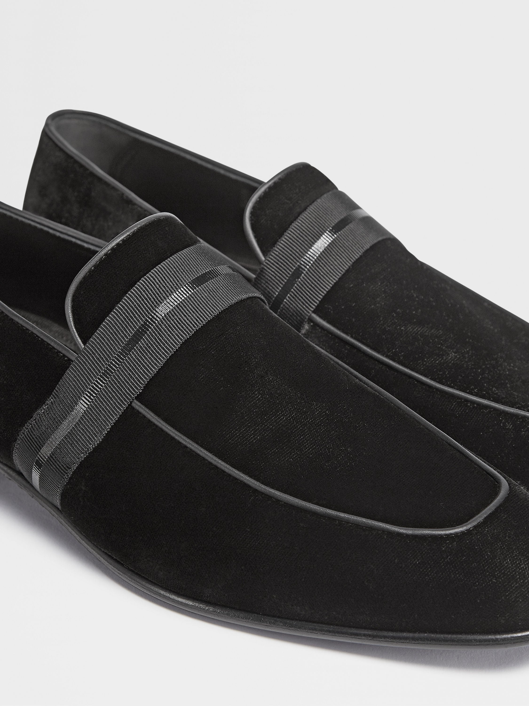 BLACK VELVET LIDO SLIP ON LOAFERS - 4