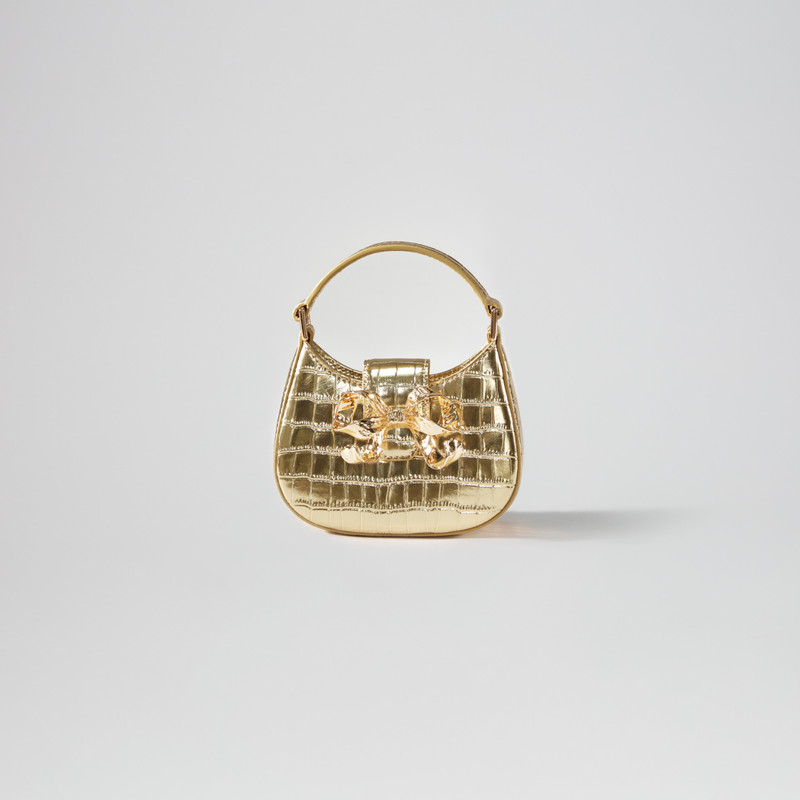 Gold Croc Crescent Bow Micro Bag 1