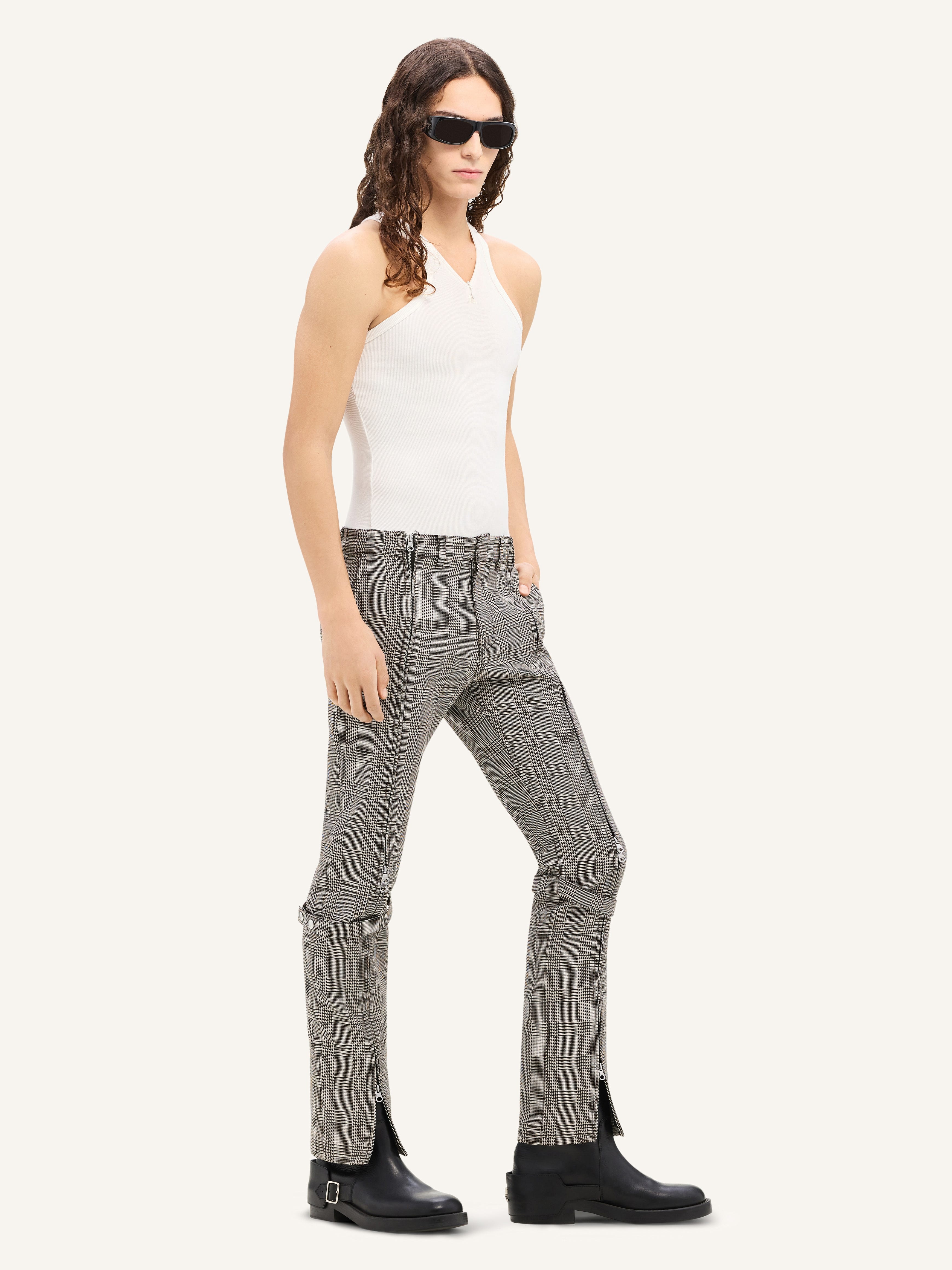 ZIPPED PRINCE OF WALES TAILORED PANTS - 3