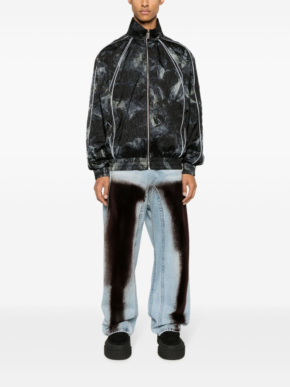 Biker crinkled windbreaker jacket - 2