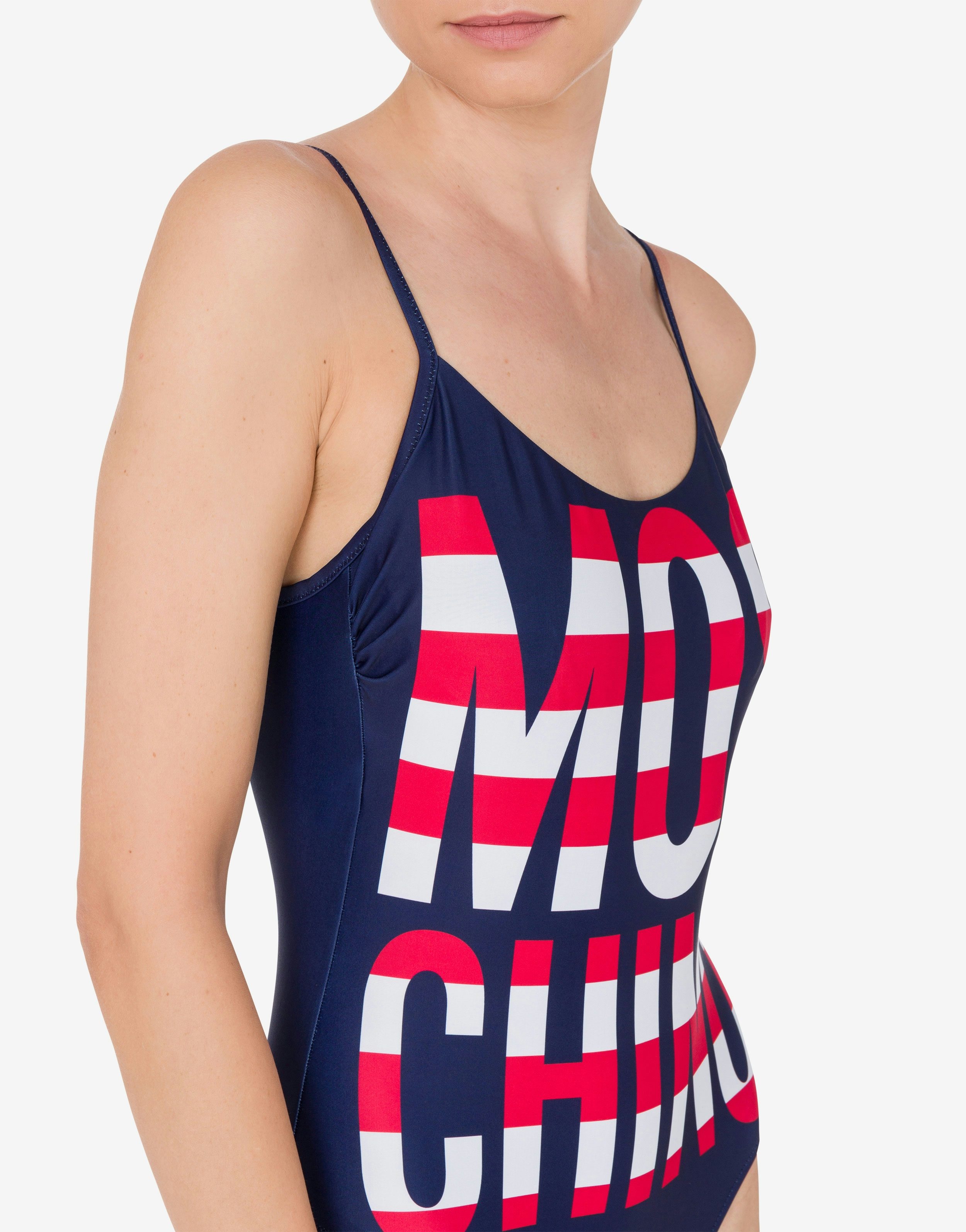 STRIPED LETTERING LOGO ONE-PIECE SWIMSUIT - 4