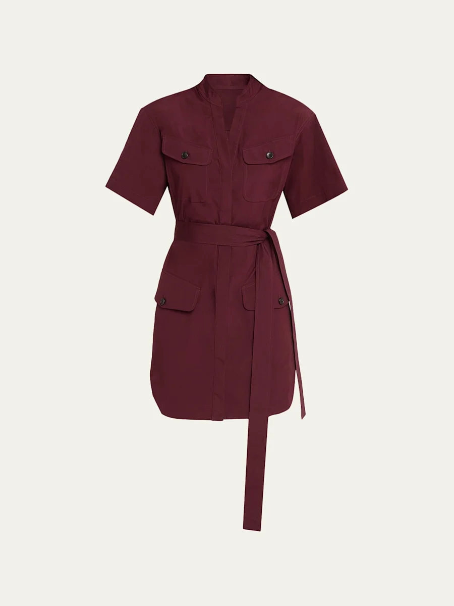 Quinn Short-Sleeve Twill Shirtdress - 1
