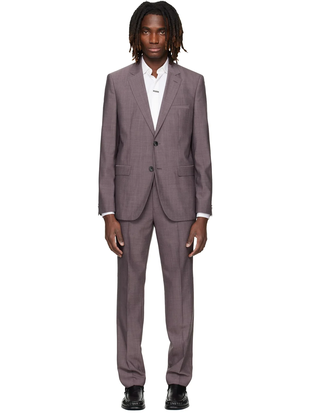 Purple Two-Piece Extra-Slim-Fit Wool-Blend Suit - 1