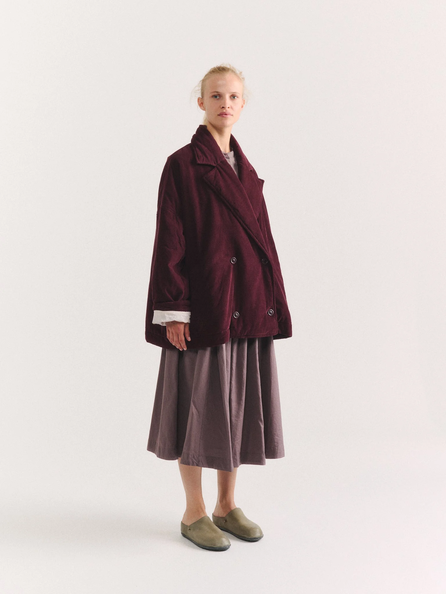 LUNA SHORT COAT - PIN CORD - BURGUNDY - 1