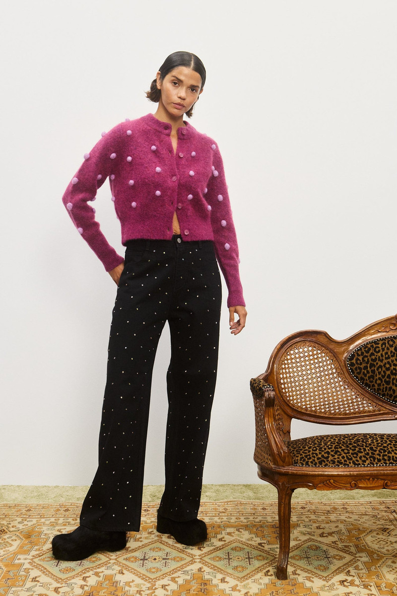 ALÉMAIS Elia Mulberry Cropped Cardigan outlook