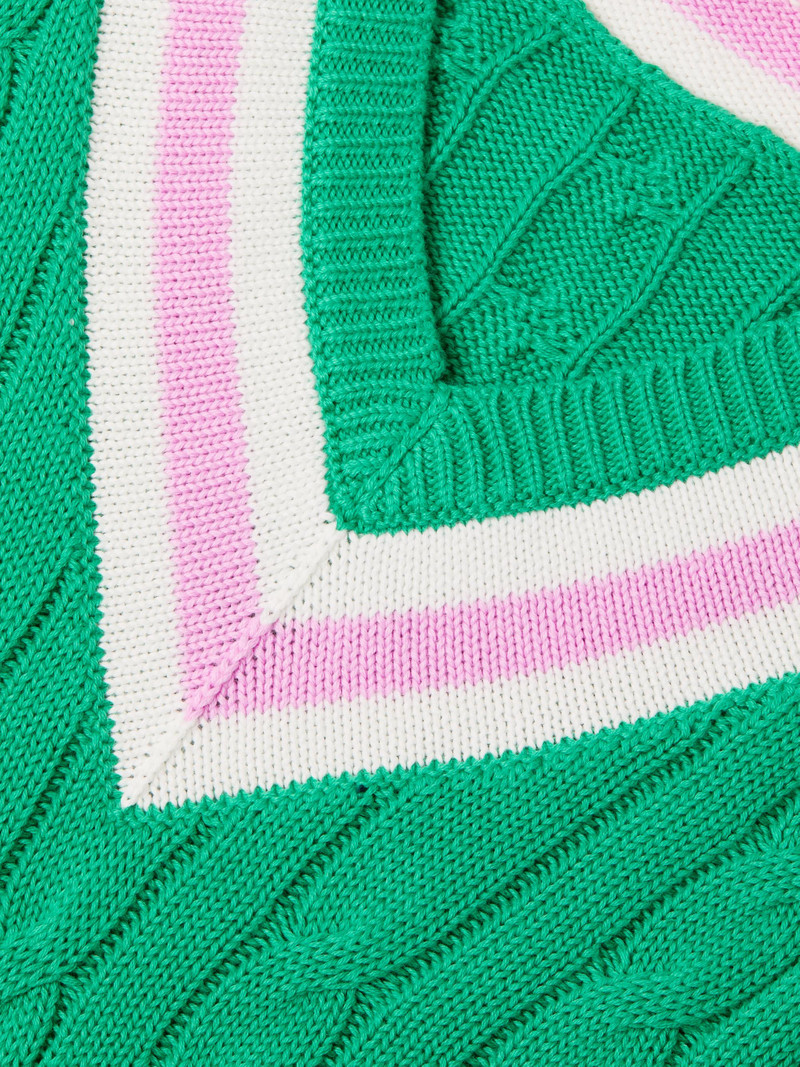 Women's Brockton Striped Cotton Cable-Knit Sweater - Kitts Green Pink Bliss 6