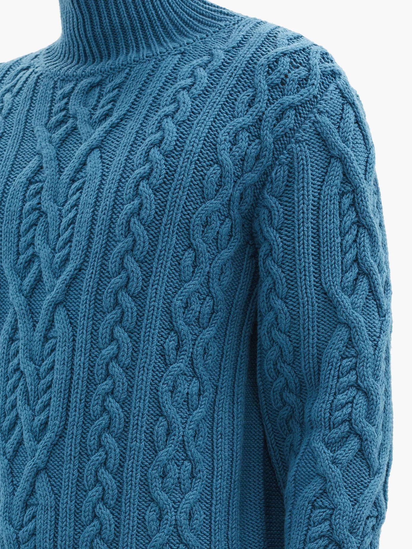 Roll-neck cable-knit wool sweater - 3