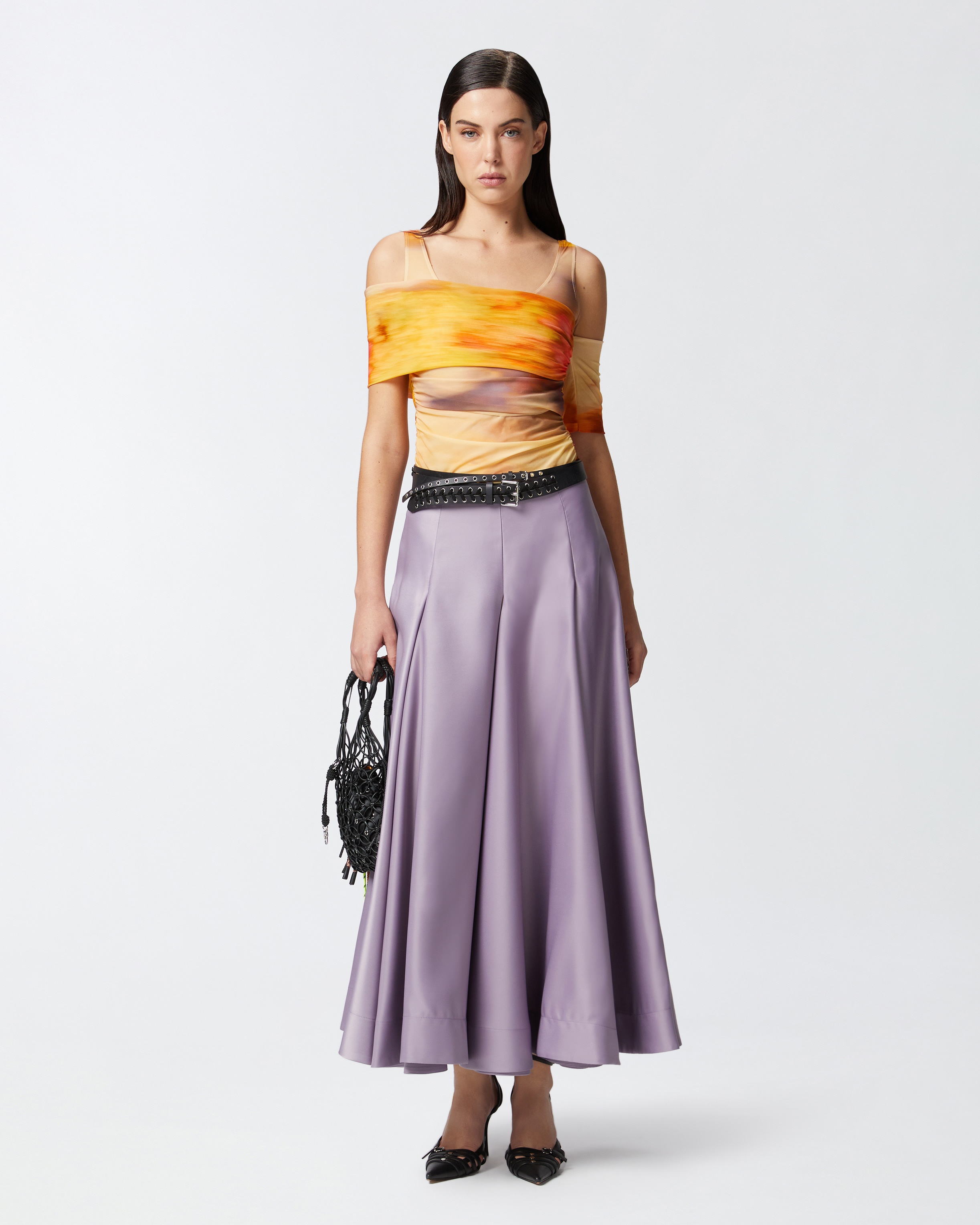 ELEGANT PLEATED SKIRT IN SHINY DUCHESSE - 2