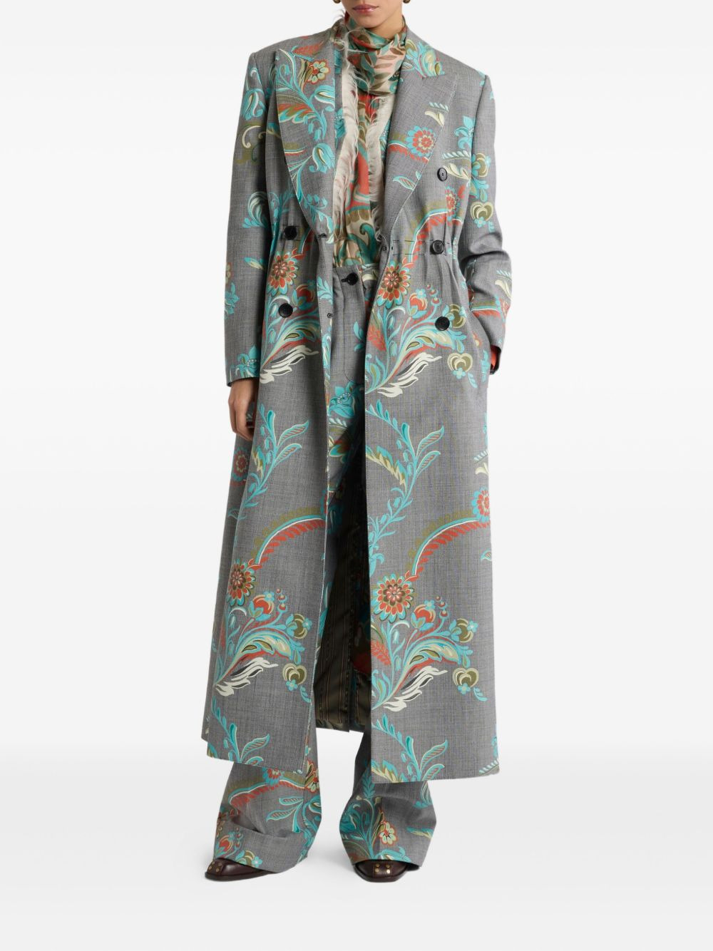 floral-print pleated trousers - 2