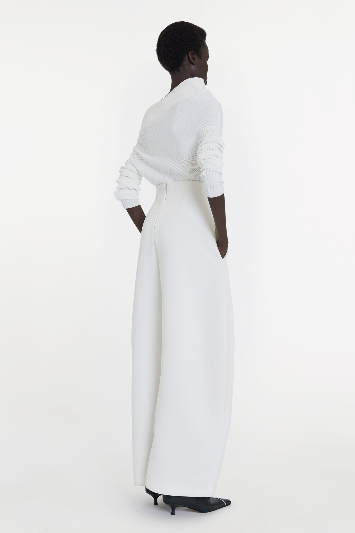 ROUNDED TAILORED TROUSERS WHITE - 2