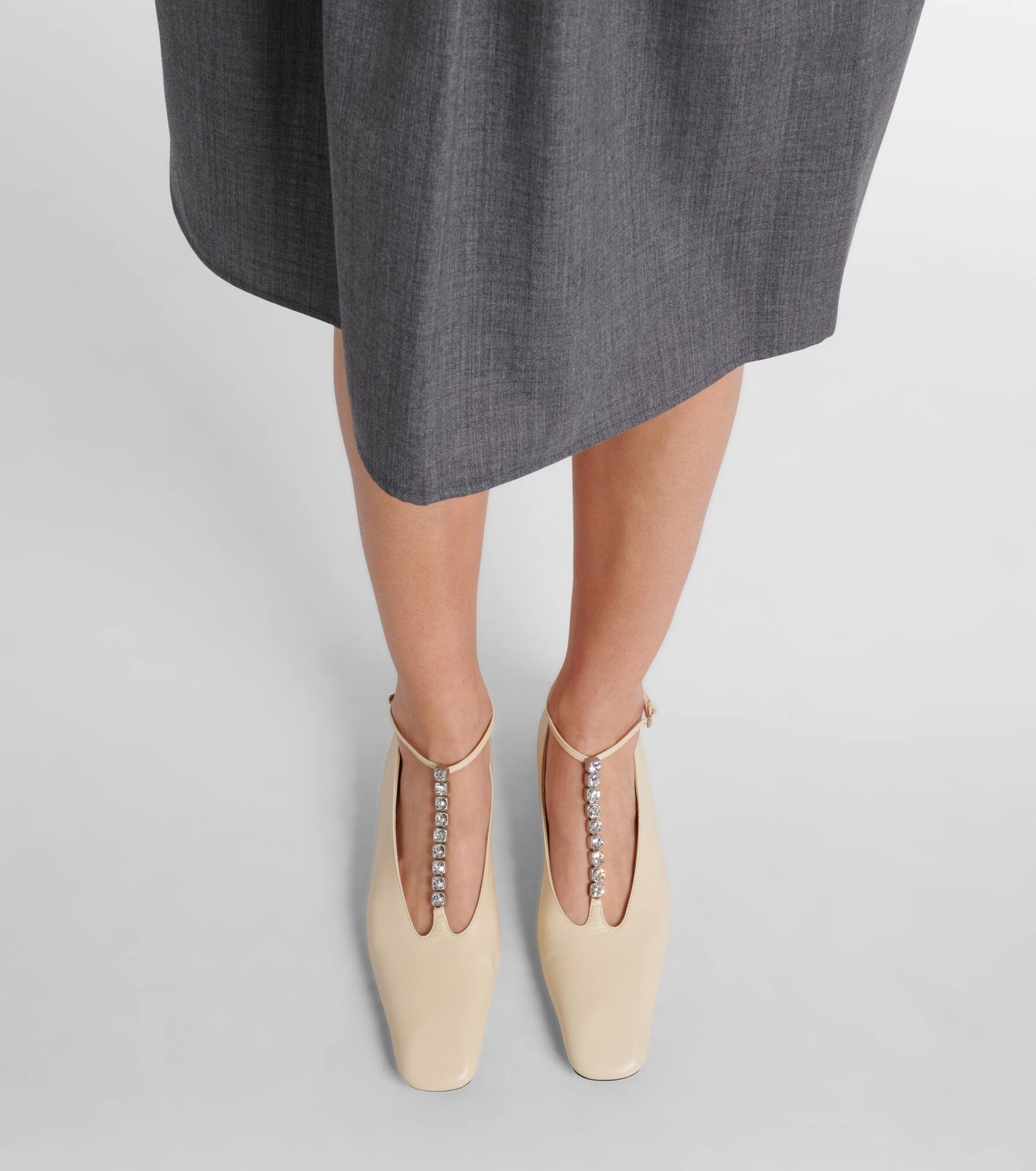 Crystal-embellished leather ballet flats - 4