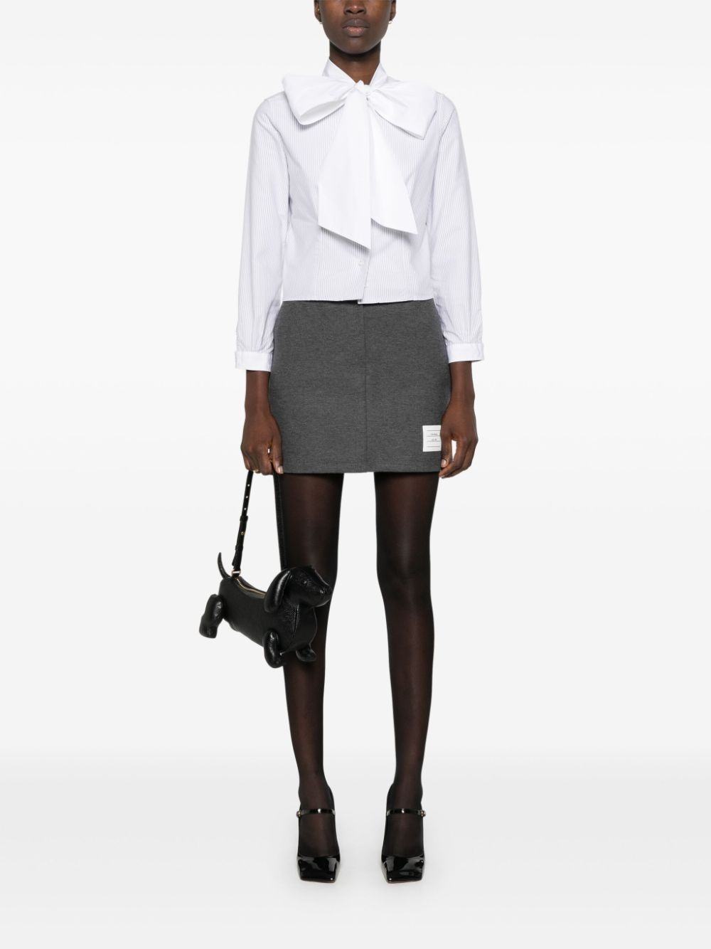 pussy-bow collar cotton blouse - 2