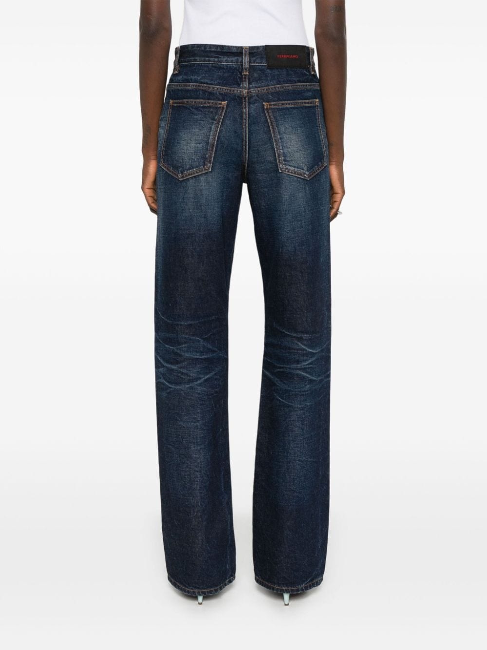 whiskered straight-leg jeans - 4