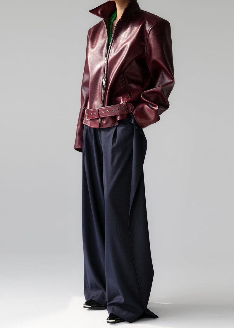 Norbury Faux Leather Jacket - Burgundy 5