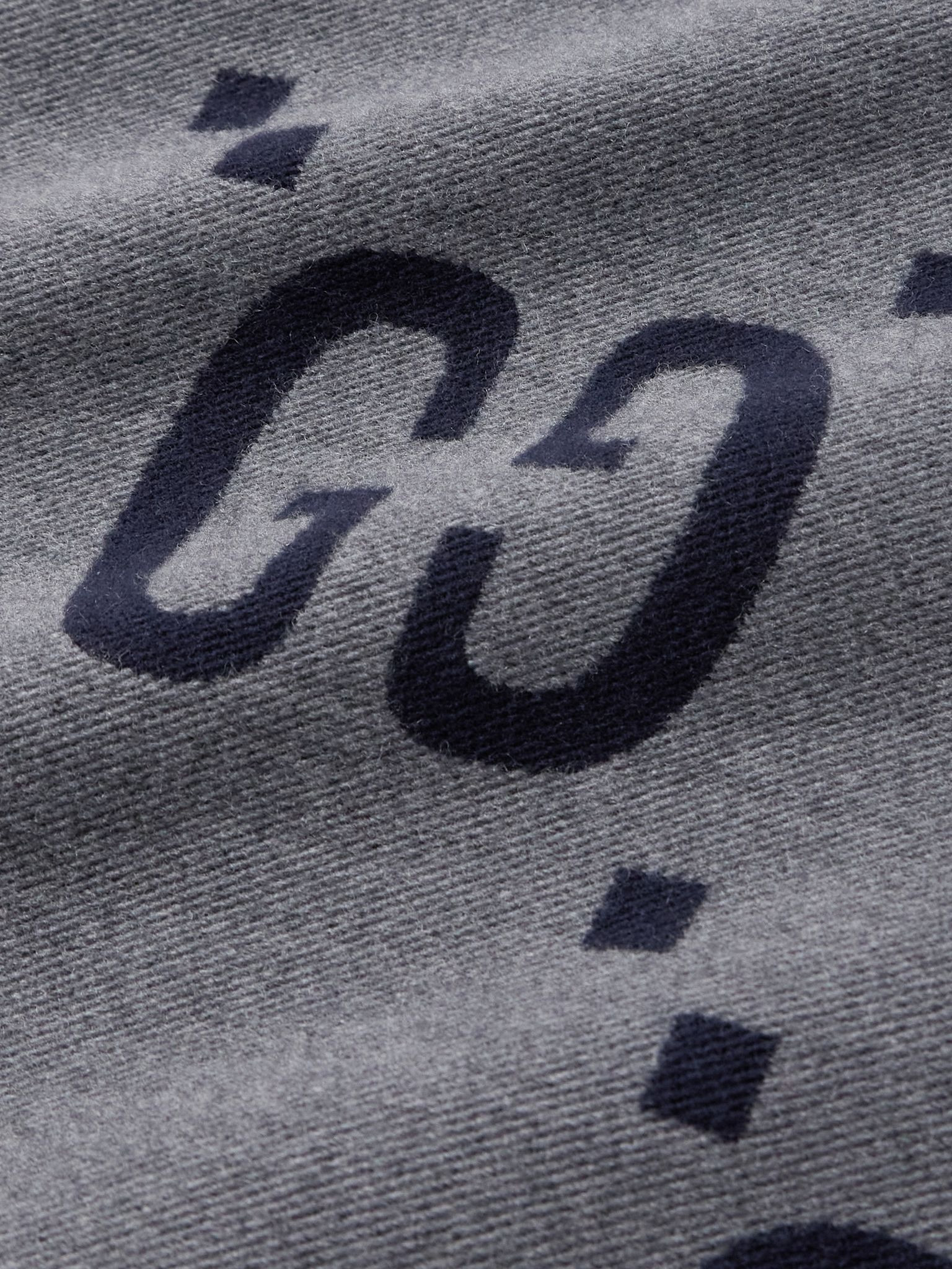 Logo-Jacquard Wool and Silk-Blend Scarf Dark gray - 3