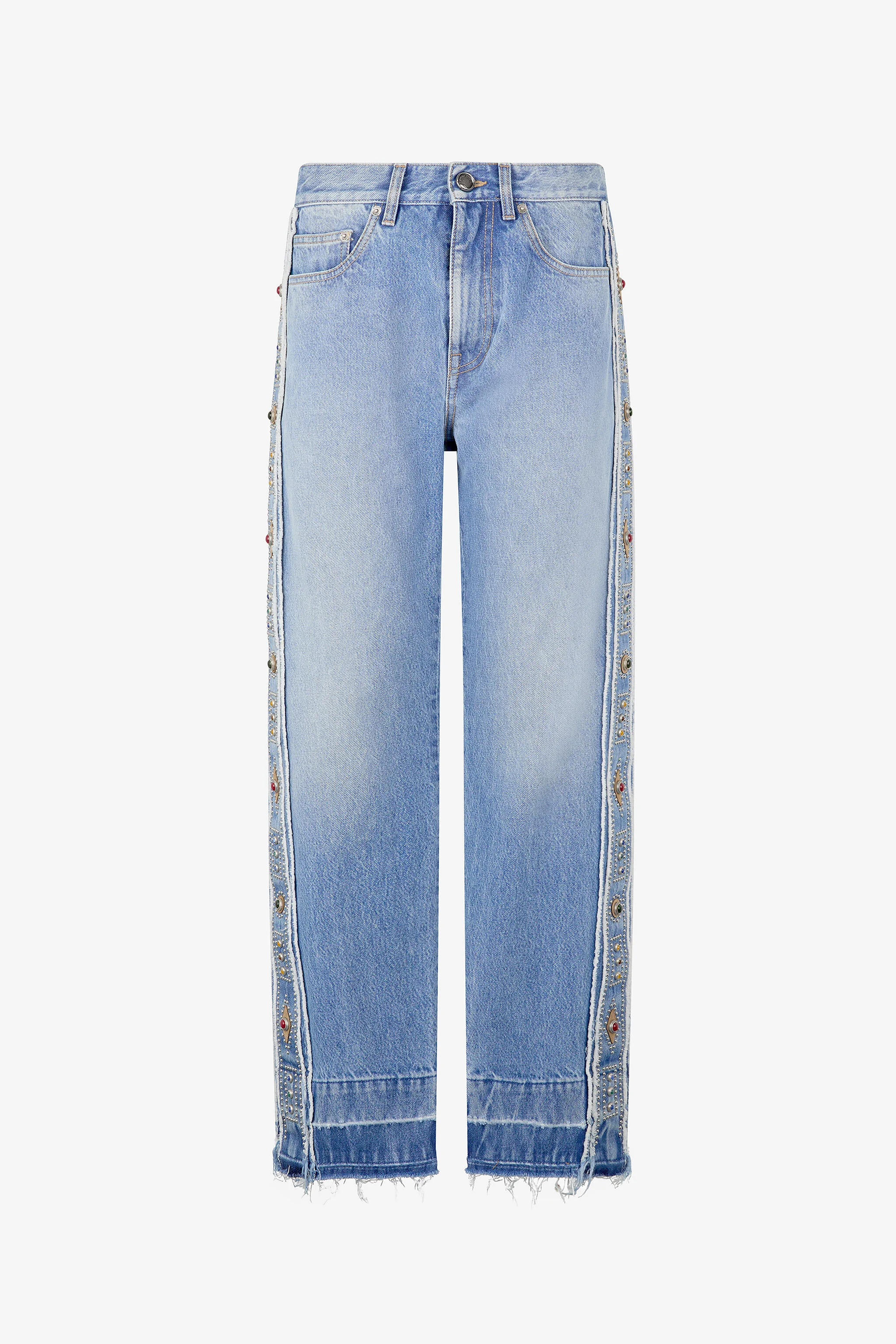 Jeans With Stud And Stone Pattern - 1