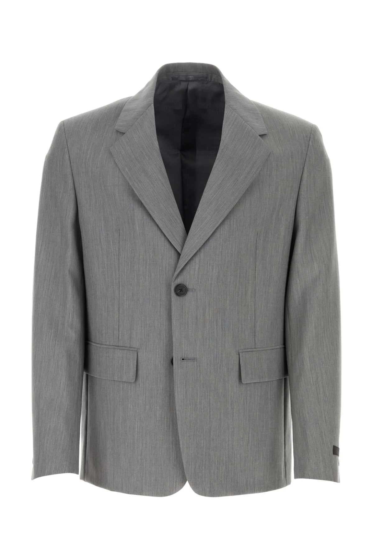 Prada Men Melange Grey Wool Blend Blazer - 1