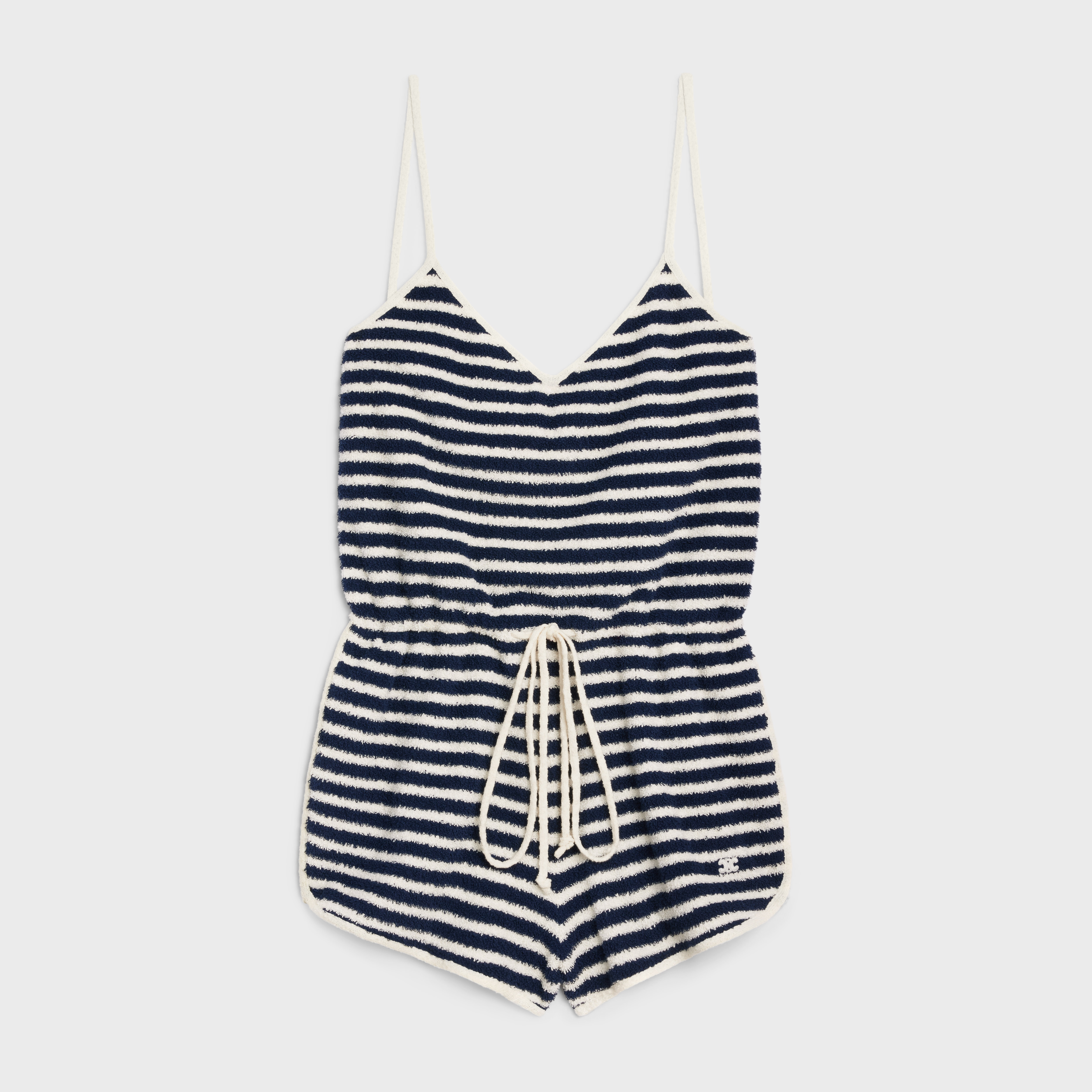 SHORT JUMPSUIT IN STRIPED COTTON BOUCLÉ - 1