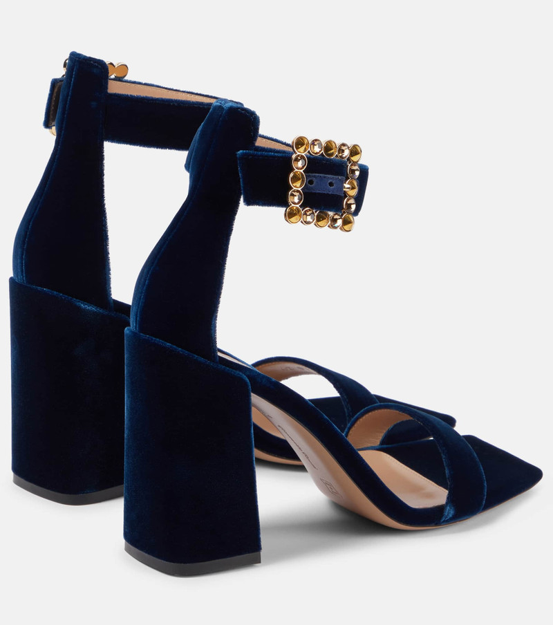 Embellished velvet sandals 3