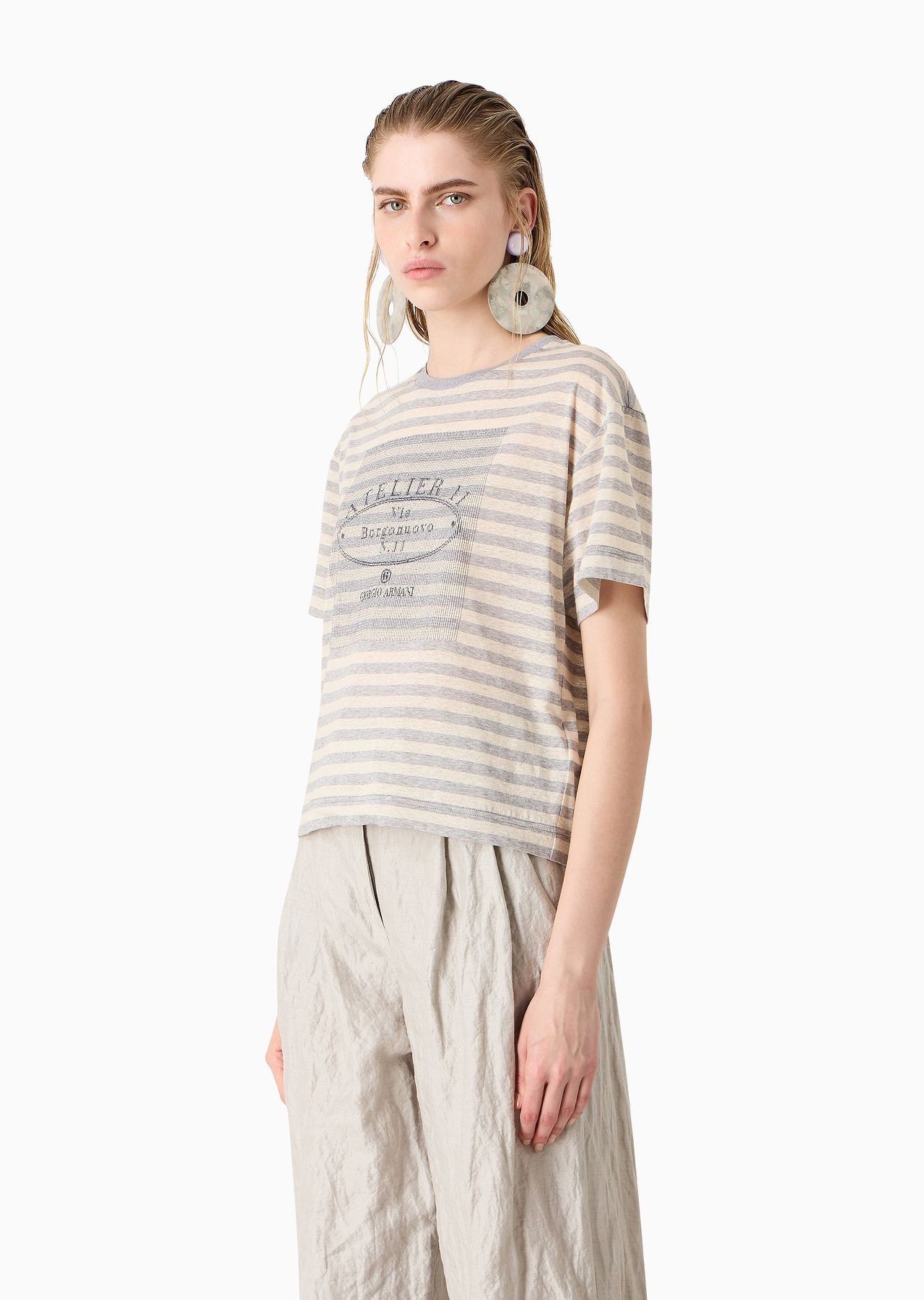 Atelier 11 striped cotton-linen jersey T-shirt - 2