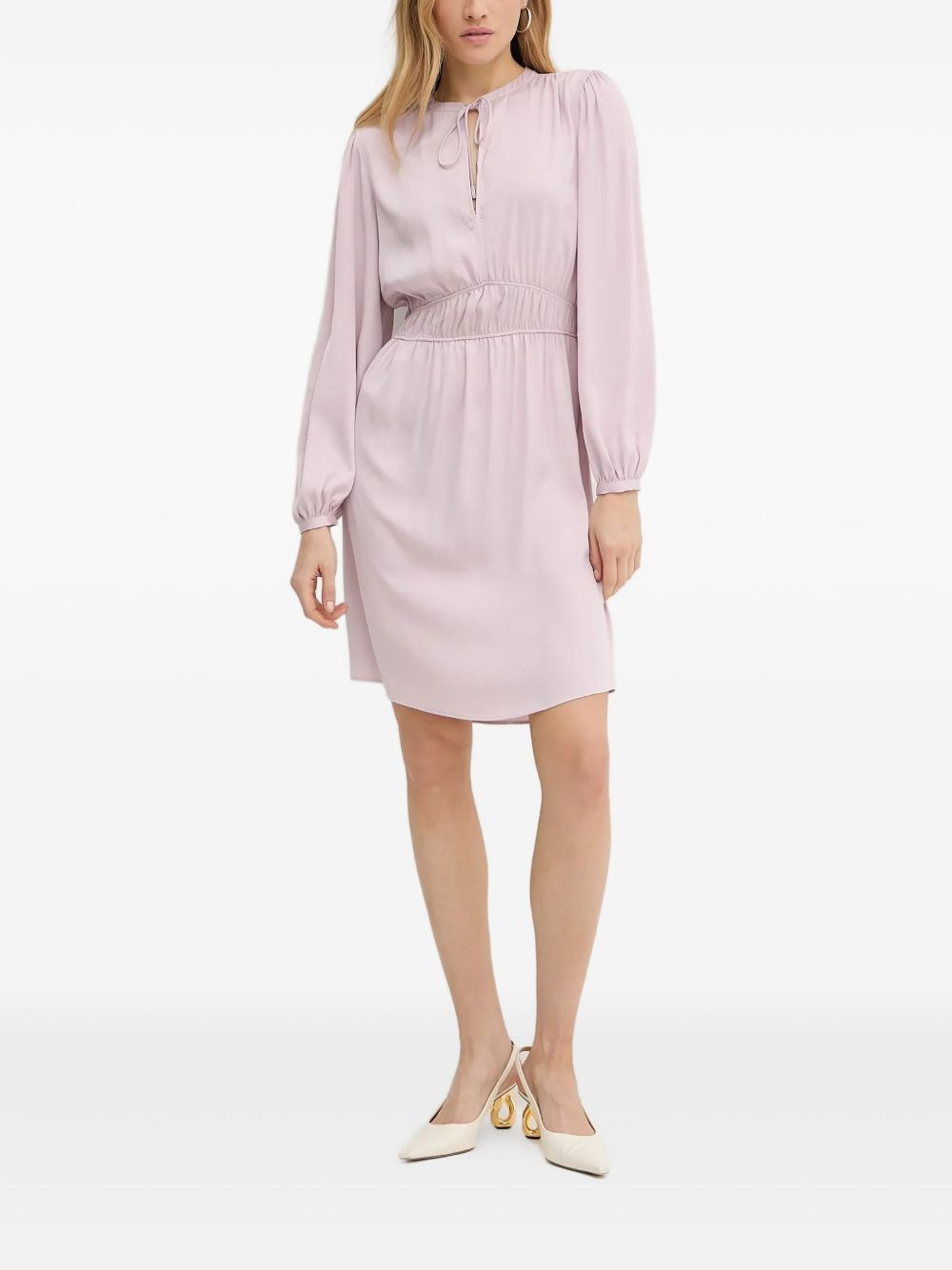 tie-neck smocked midi dress - 2