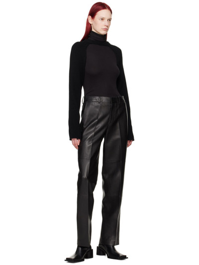Helmut Lang Black Relaxed-Fit Leather Pants outlook