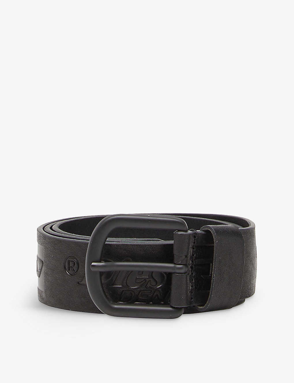 B-archive brand-embossed leather belt - 1