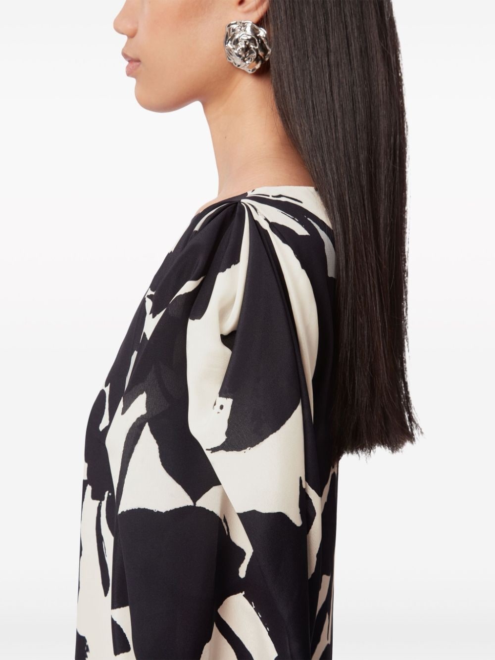 abstract-print silk-twill dress - 5