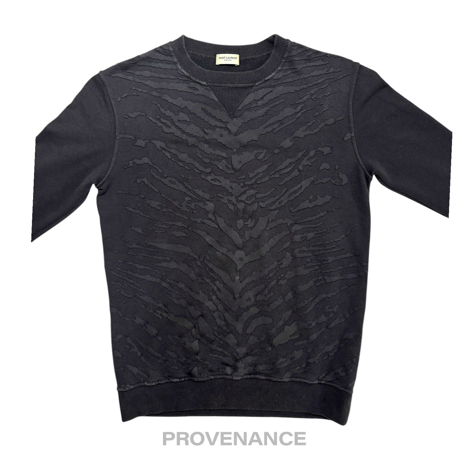Saint Laurent Paris SLP Crewneck- Black Tiger Stripe - 5