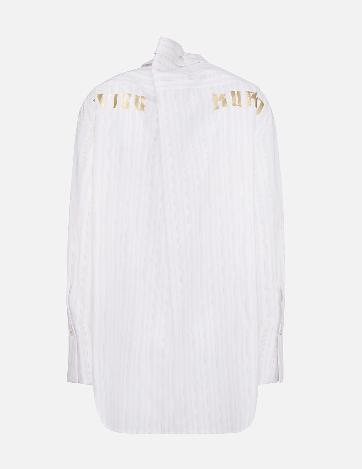 Drape Collar Pinstripe Shirt - 2