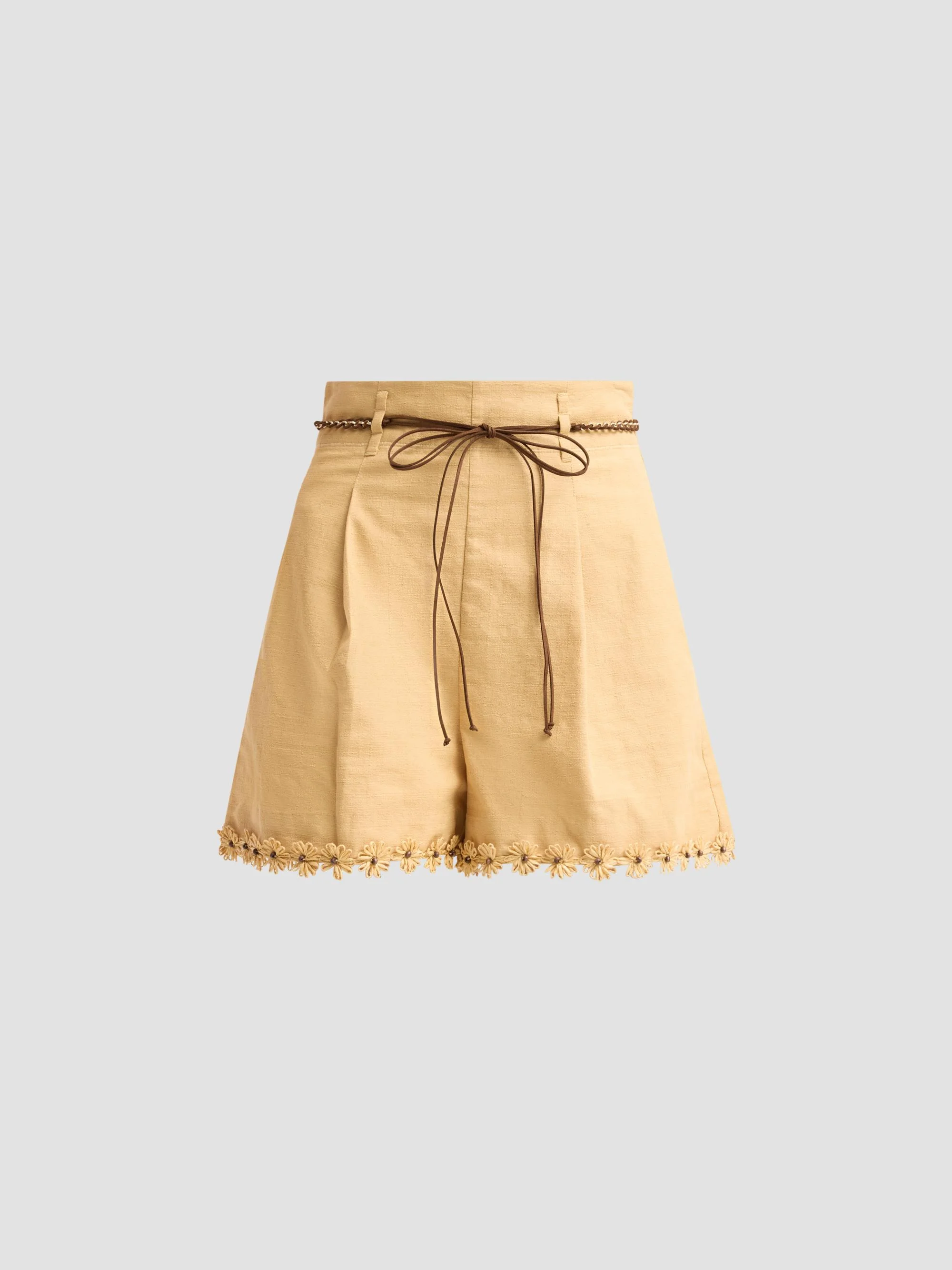 Women's Mahon Flower Trim Shorts - Oatmeal - 1
