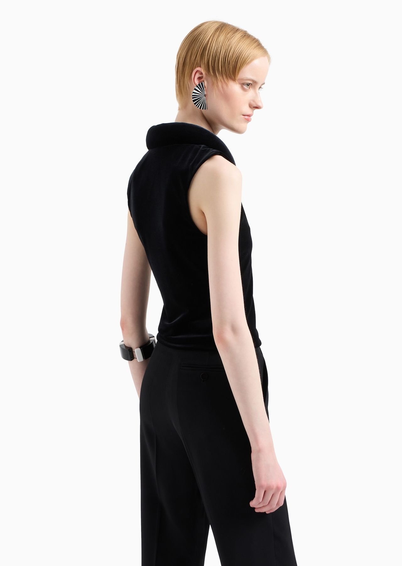 Chenille jersey top with asymmetric neckline - 3