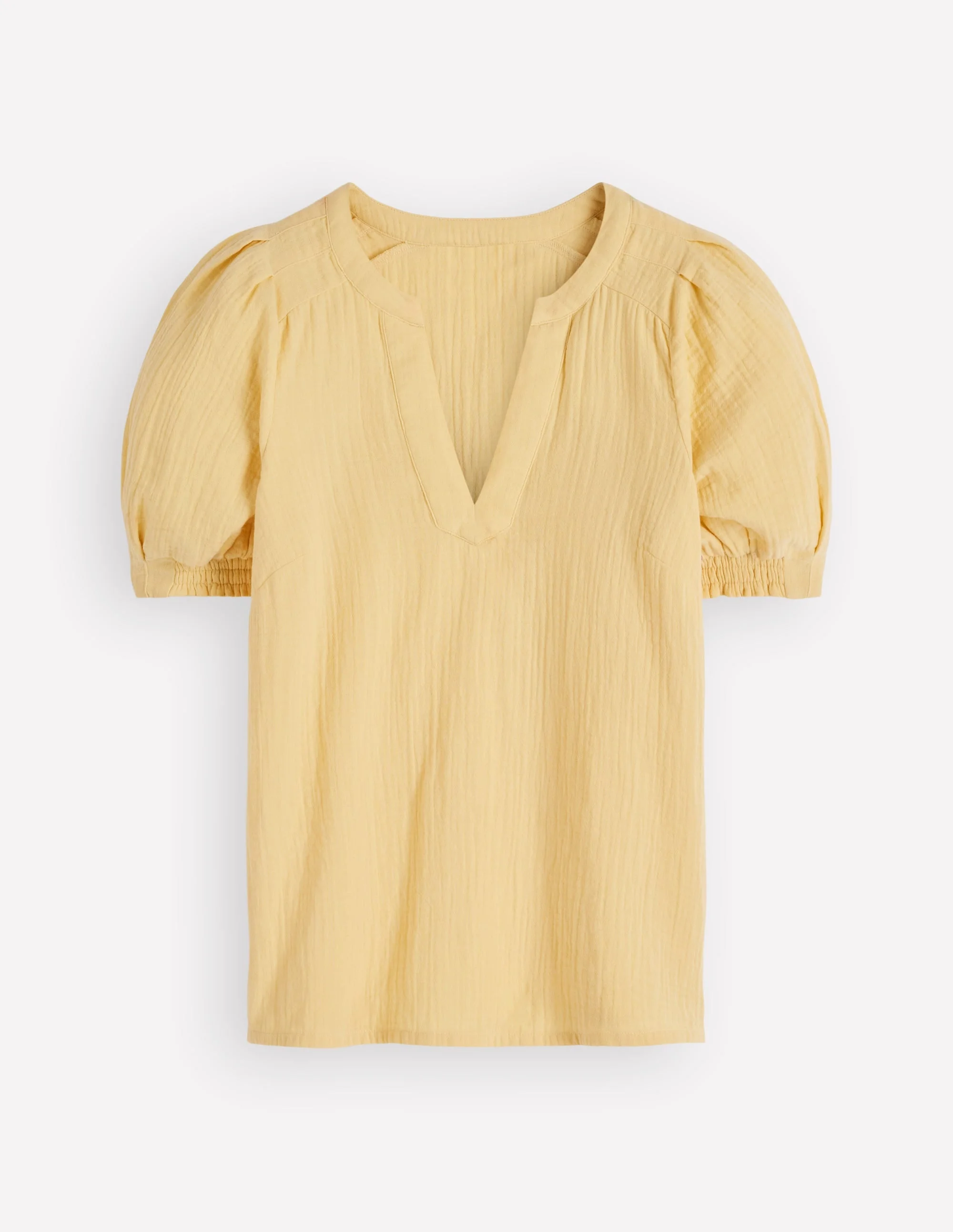 Pleat Detail Double Cloth Top-Sunlight Yellow - 1