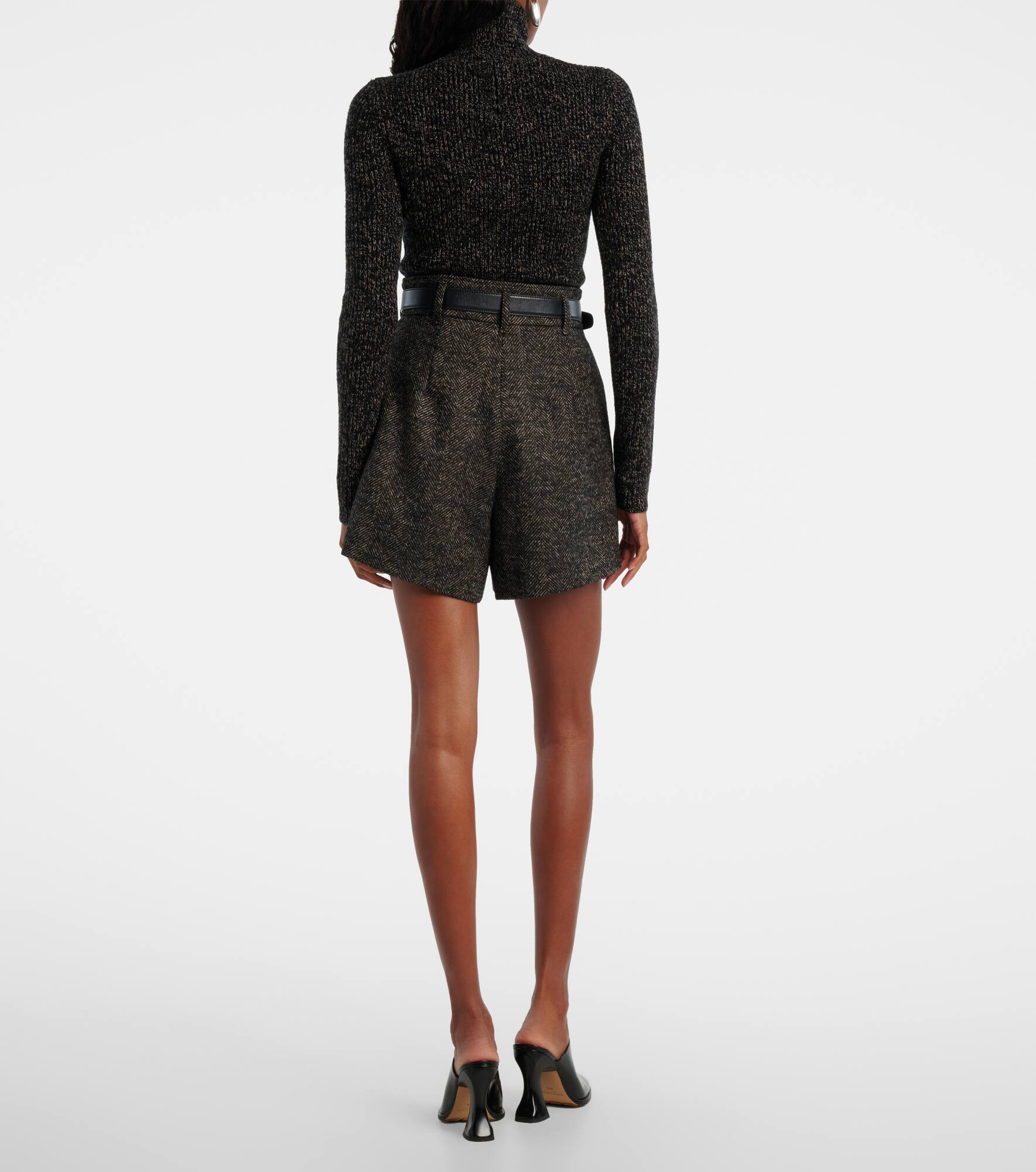 Herringbone wool-blend shorts - 3
