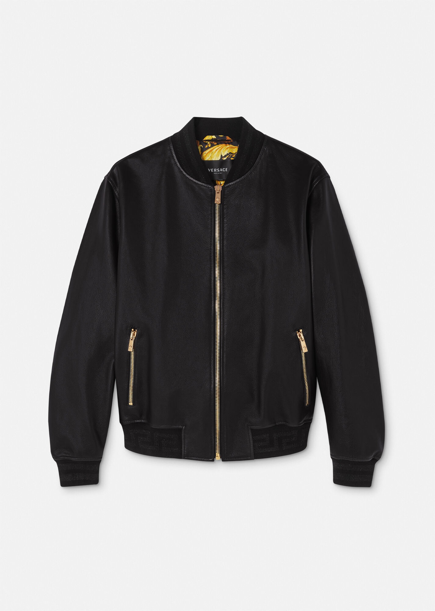 Greca Leather Bomber Jacket - 1