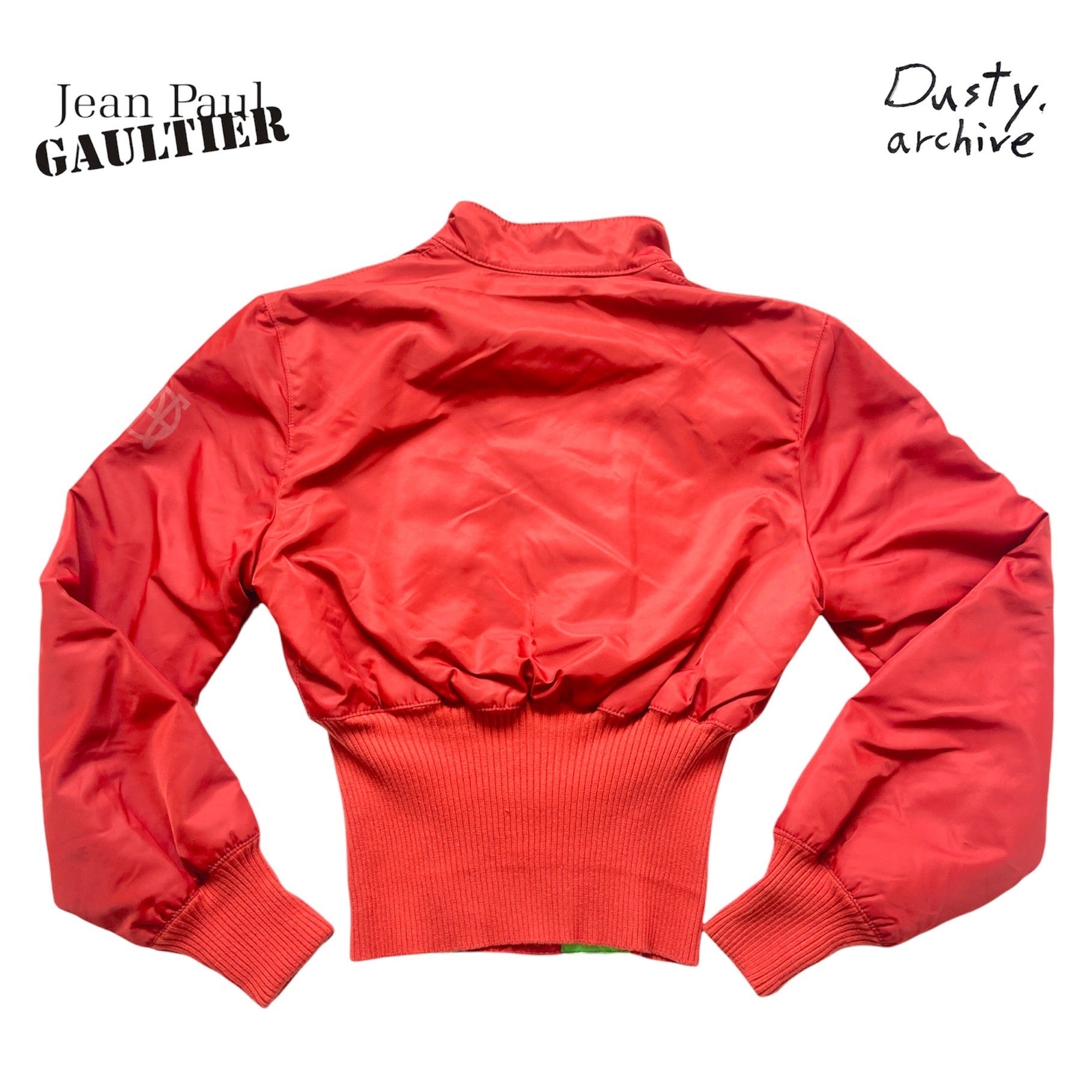 Jean Paul Gaultier ss95 “safe sex”  red corset cropped bomber - 3