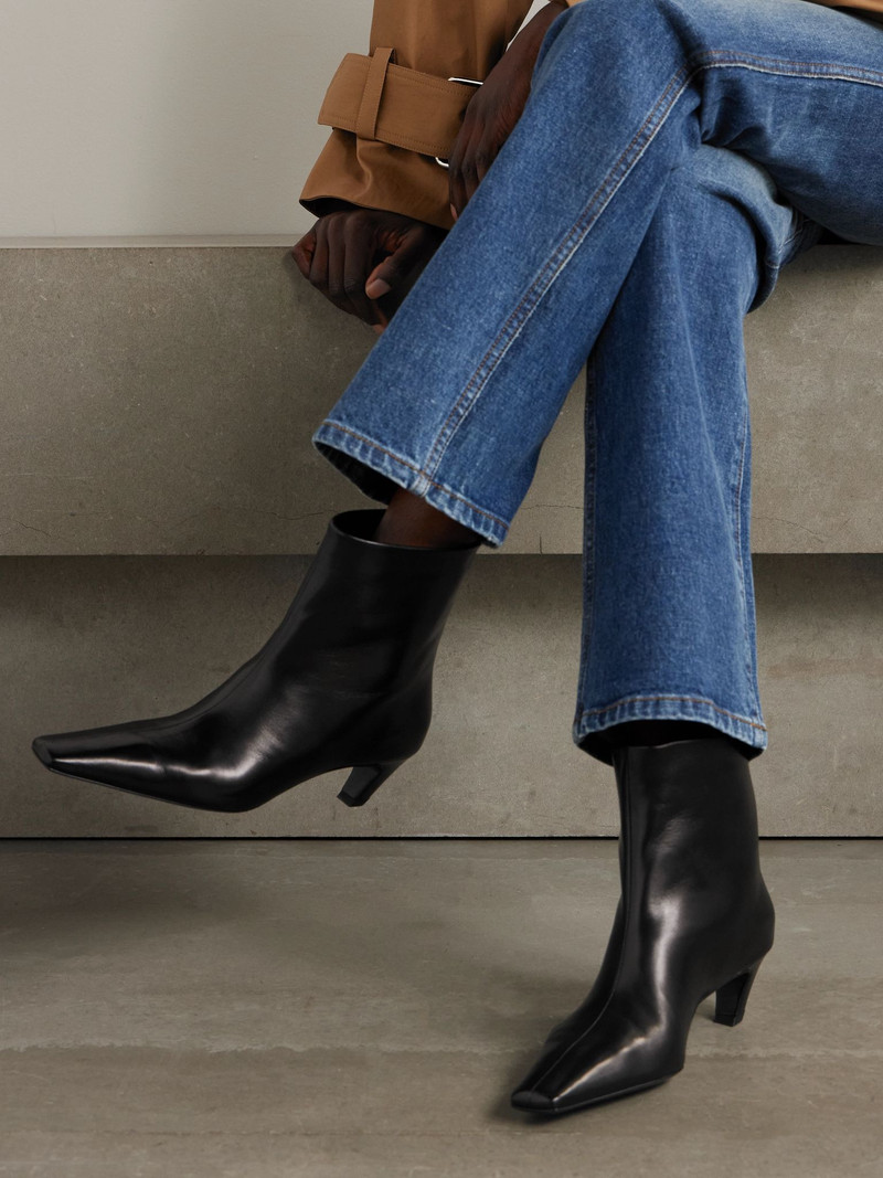 KHAITE Arizona leather ankle boots Black outlook