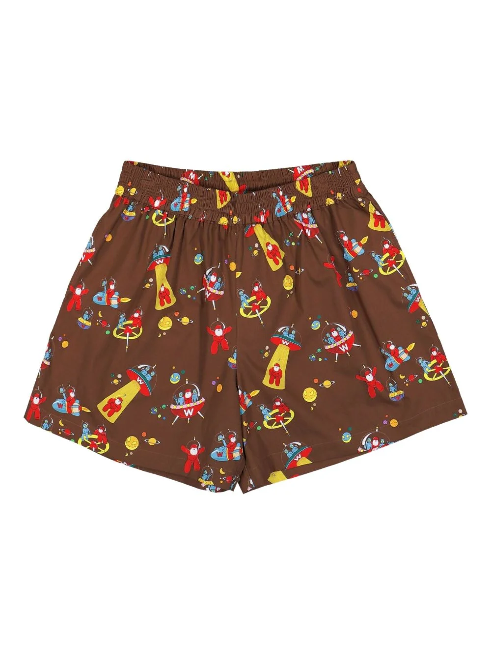 alien-print elastic-waistband shorts - 1