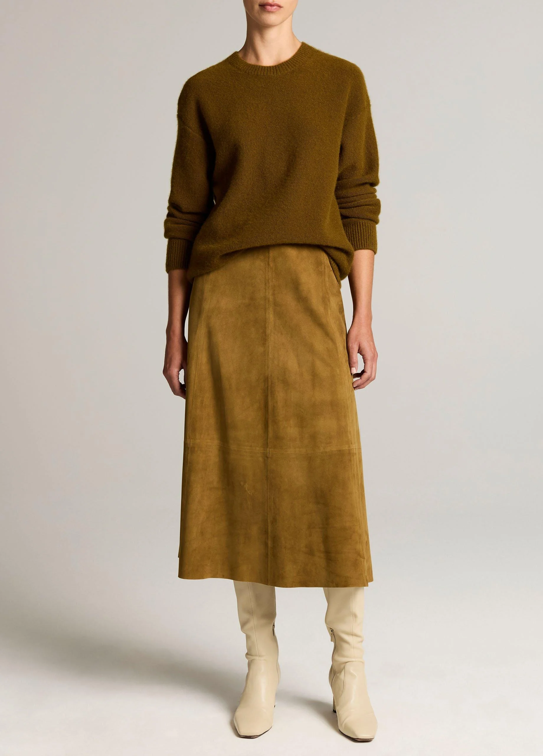 Suede Midi Skirt - 1