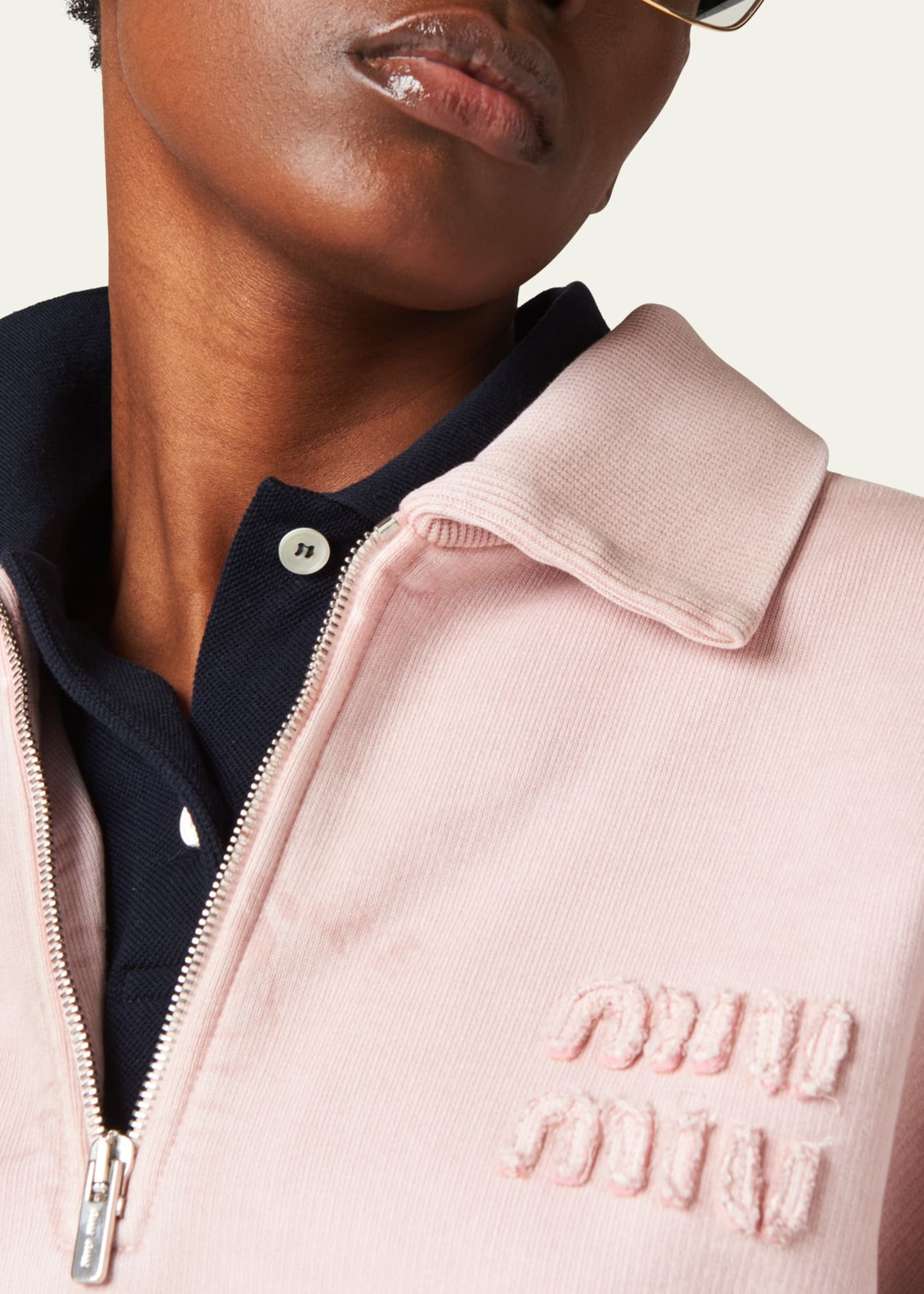 Miu Miu Oversized Polo Sweatshirt with Logo Detail