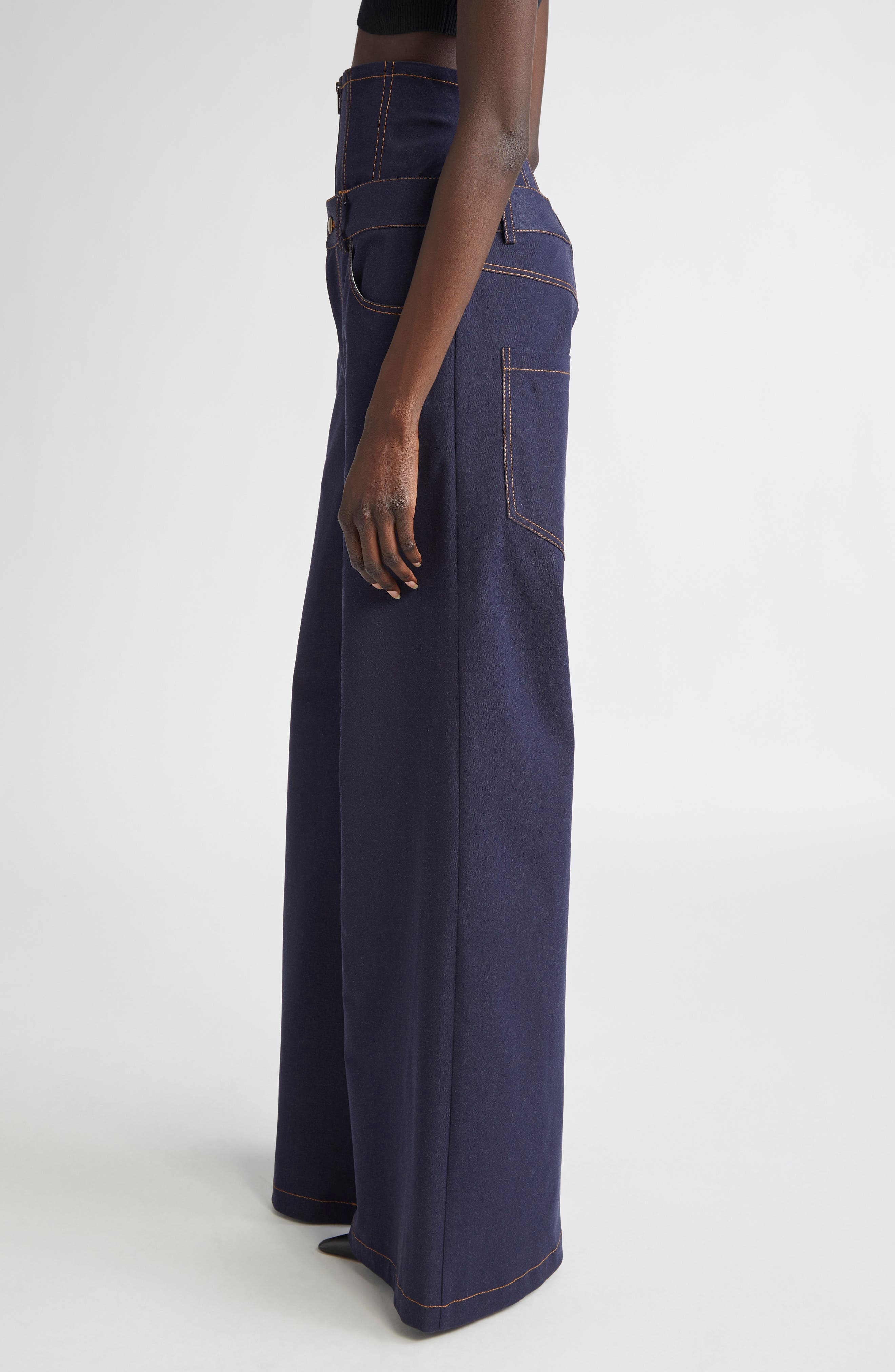 MONSE Corset Waist Wide Leg Jeans in Indigo at Nordstrom - 4