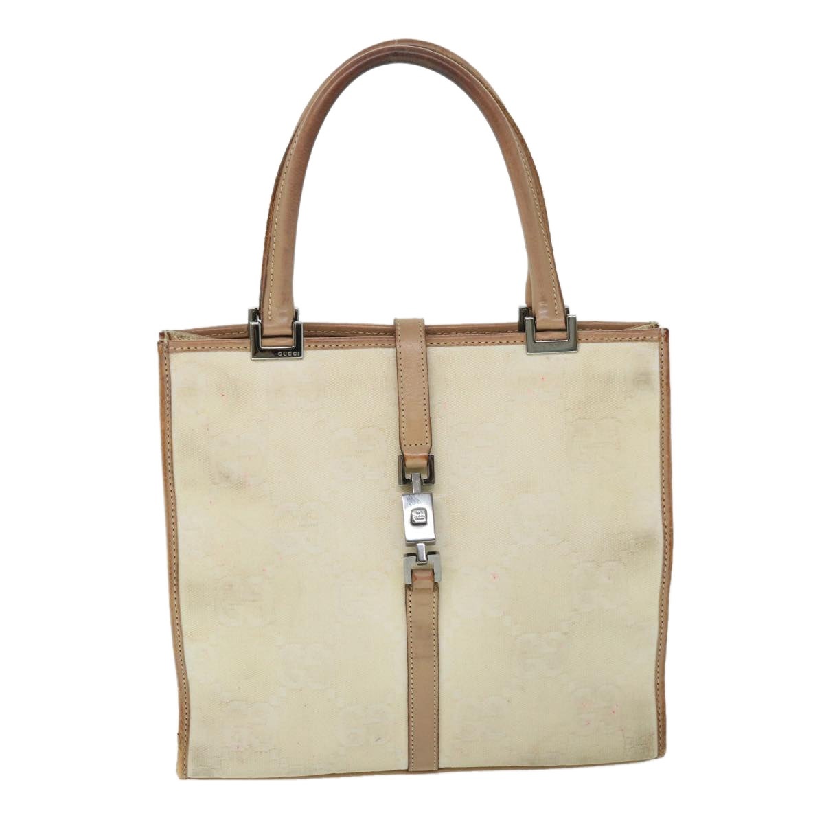 GUCCI GG Canvas Jackie Hand Bag Beige Brown - 13