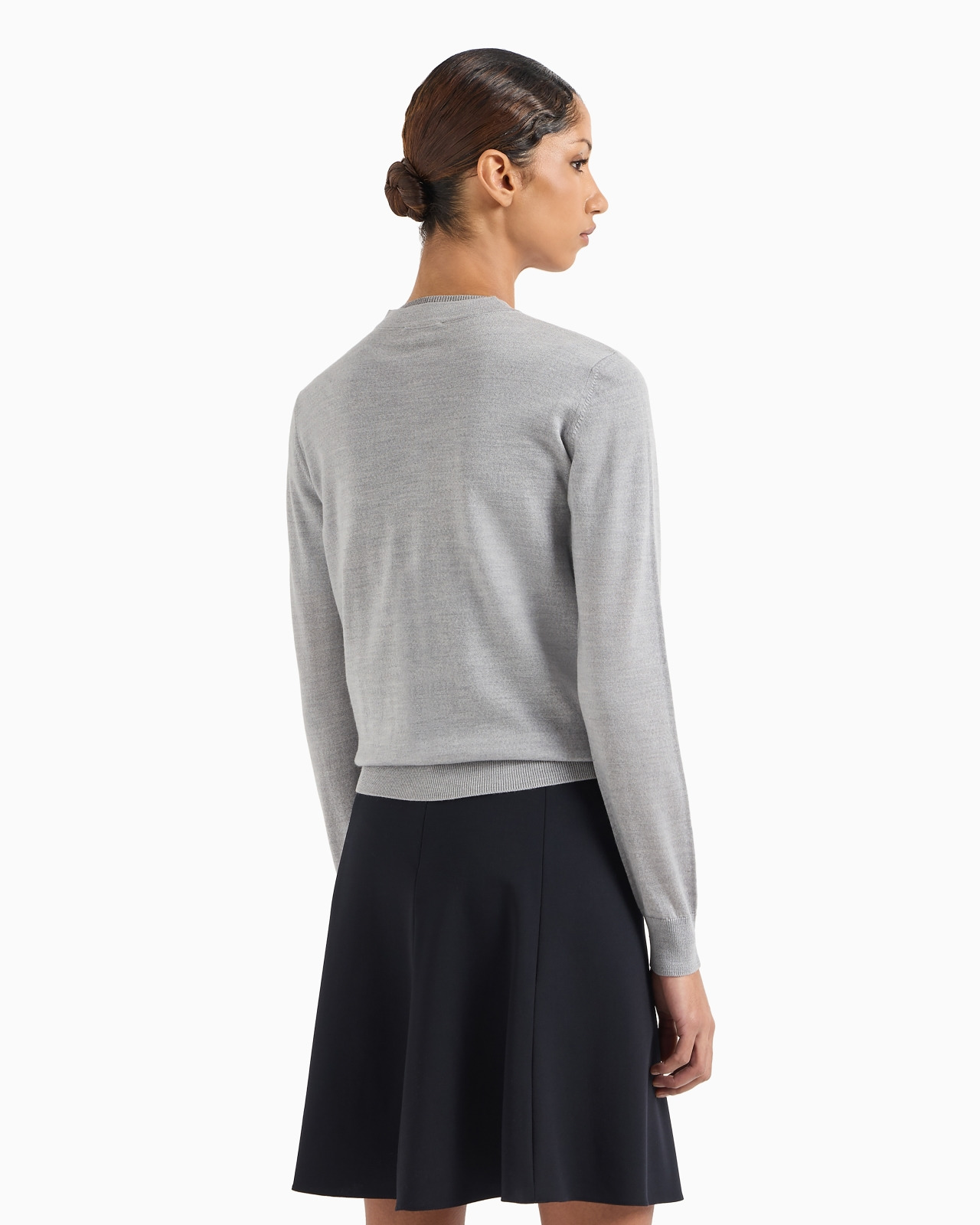 Cardigan in plain-knit, pure virgin wool - 3