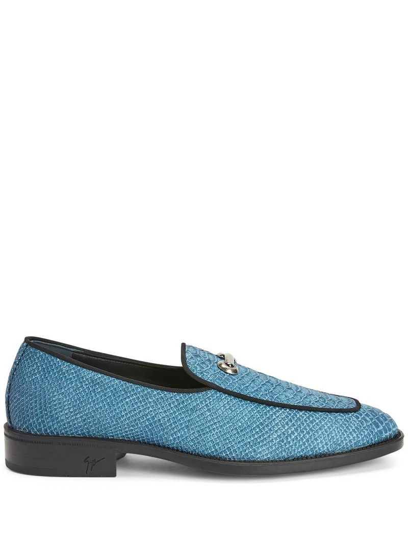 snakeskin-effect leather loafers 1