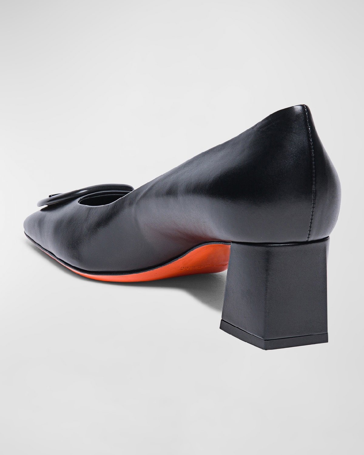 Calfskin Buckle Block-Heel Pumps - 3