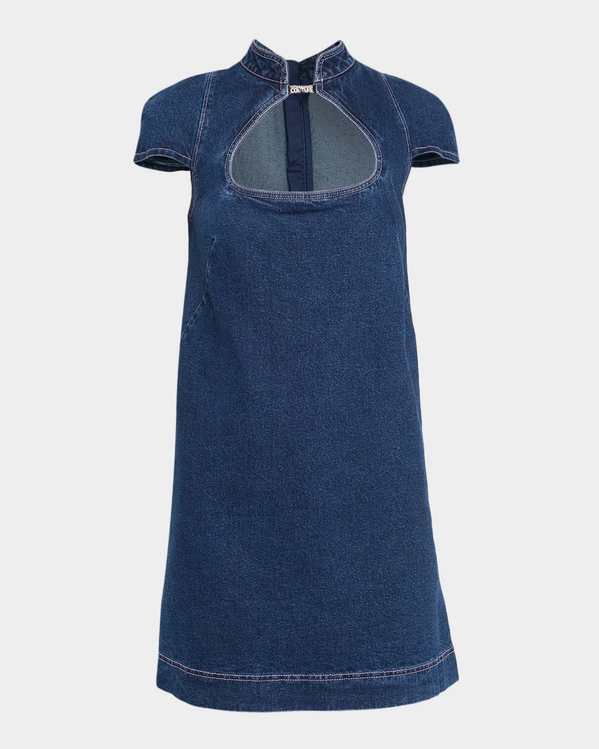 Cut-Out Denim Mini Dress - 1